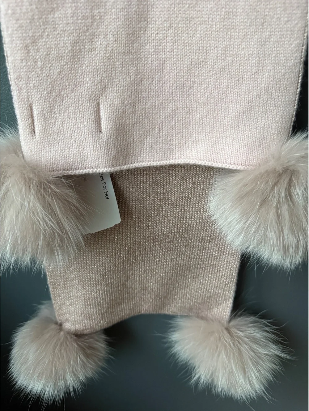 Mitchie's Pink Wool Scarf with Faux Fur Pom Poms